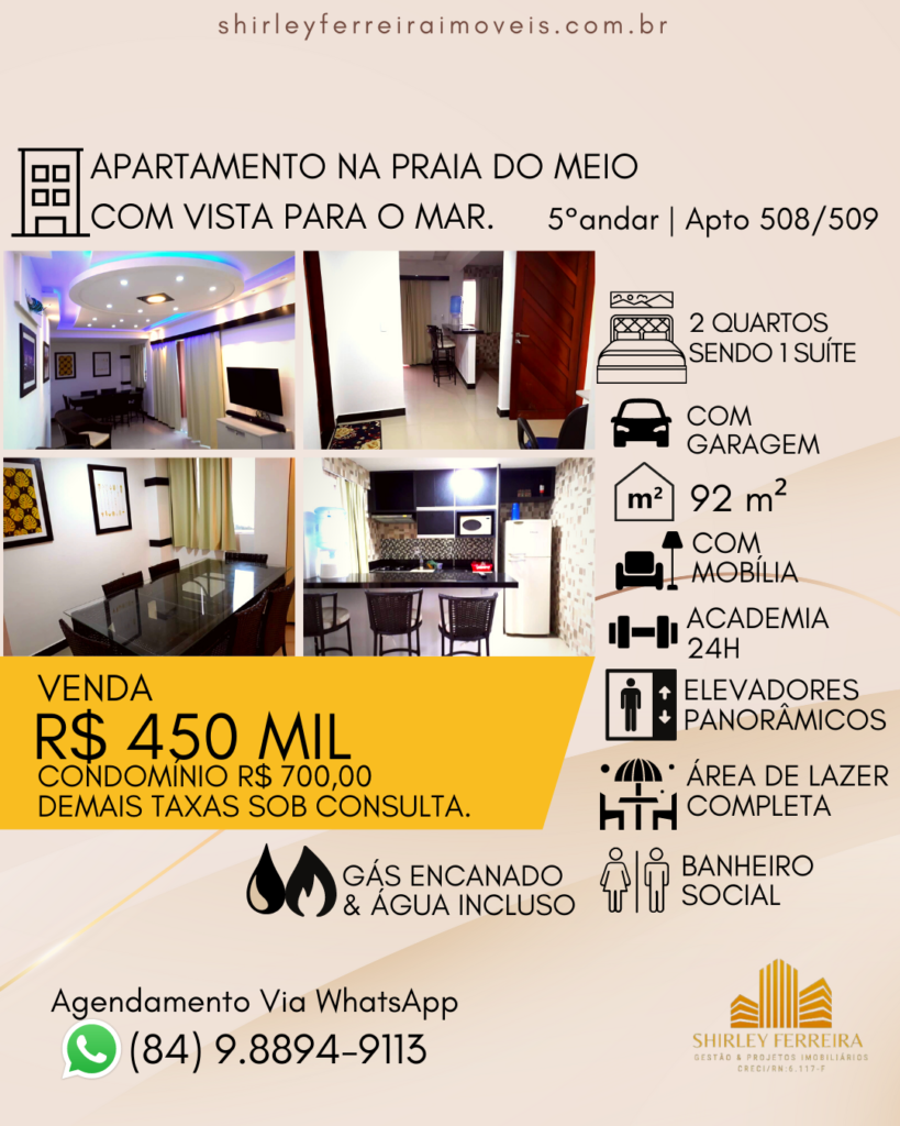 Apartamento 2 Quartos com vista para o mar