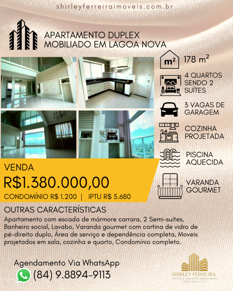 Apartamento Duplex Mobiliado em Lagoa Nova