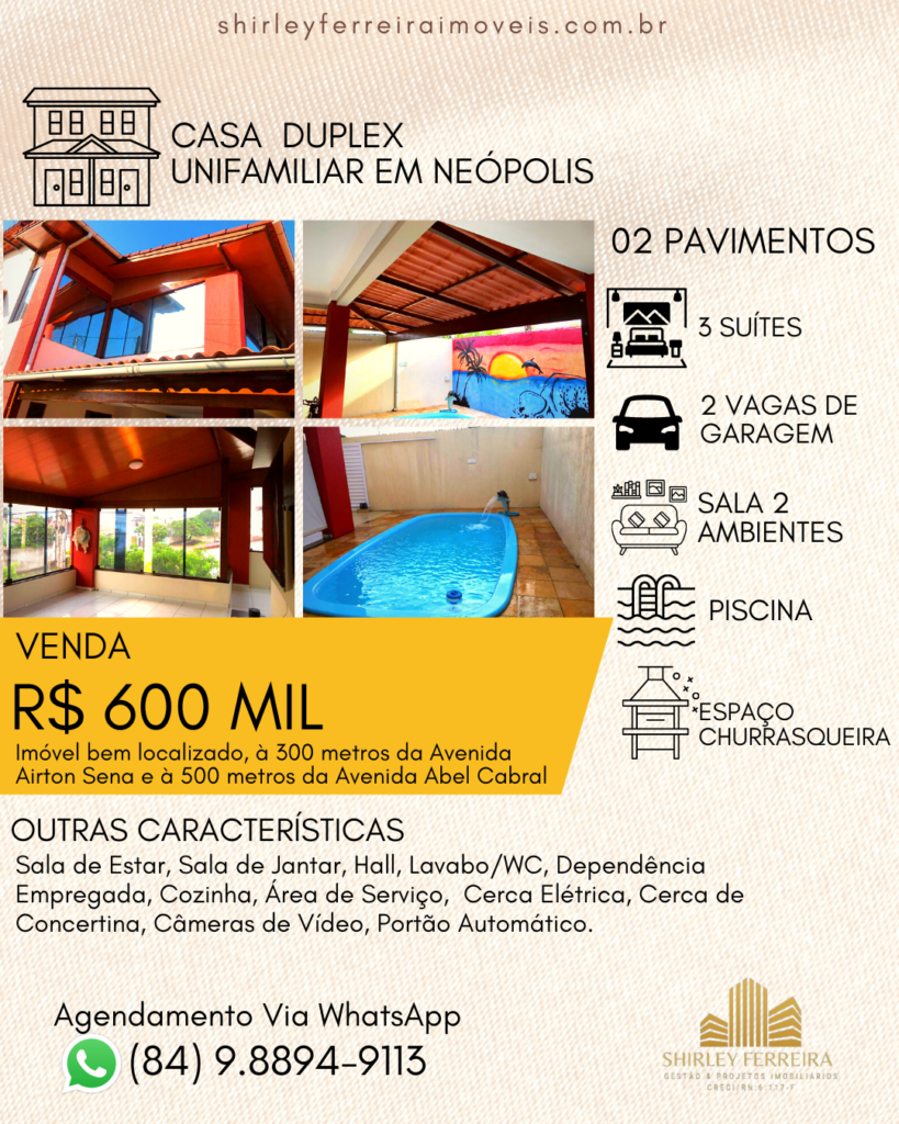 Casa Duplex Unifamiliar em Neópolis