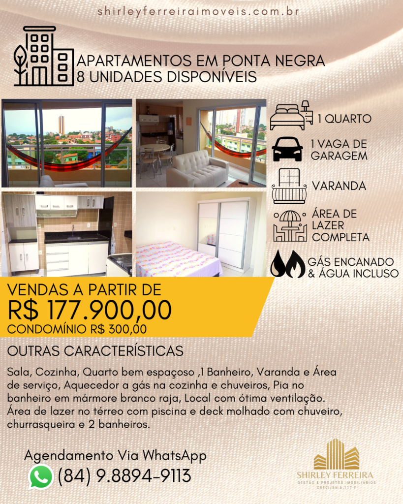 Apartamentos em Ponta Negra, 8 unidades disponíveis