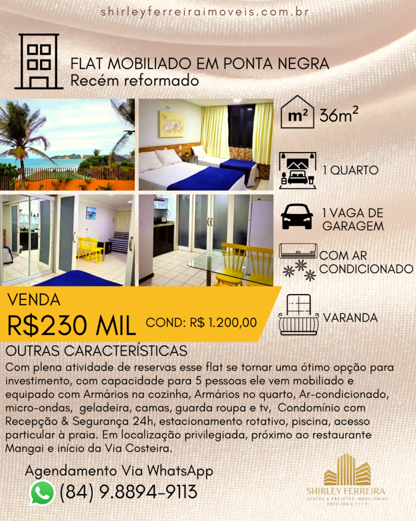 Flat mobiliado em Ponta Negra