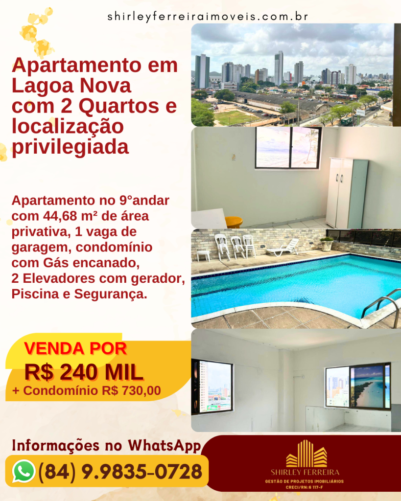 Apartamento em Lagoa Nova com 2 Quartos à venda por R$ 240 MIL